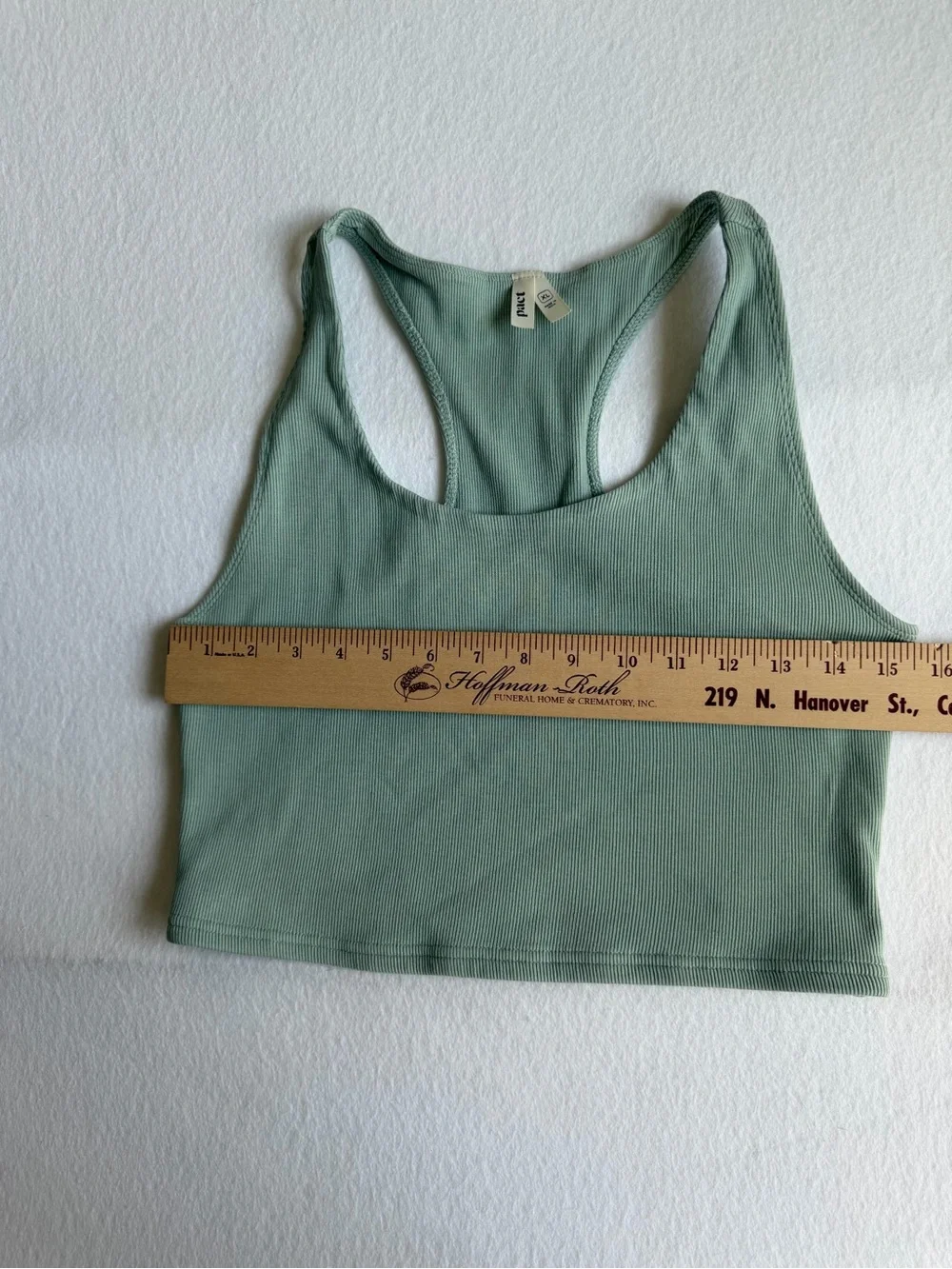 Pact Organic Cotton Ribbed Racerback Sports Bra, Cropped Top, Sage Green, XL - Picture 7 of 7